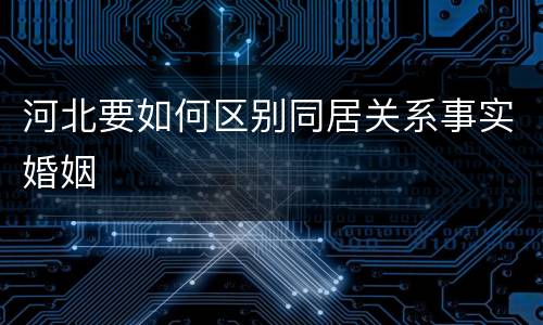 河北要如何区别同居关系事实婚姻