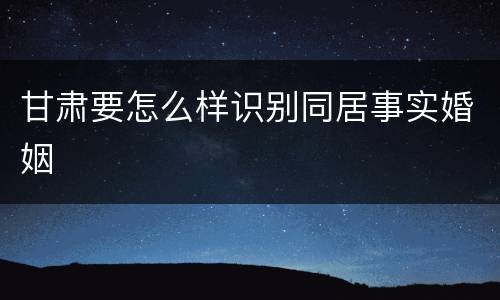 甘肃要怎么样识别同居事实婚姻