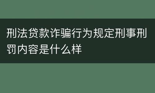 刑法贷款诈骗行为规定刑事刑罚内容是什么样
