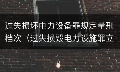 过失损坏电力设备罪规定量刑档次（过失损毁电力设施罪立案标准）