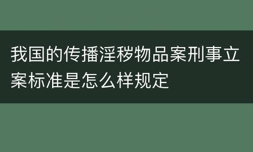 我国的传播淫秽物品案刑事立案标准是怎么样规定