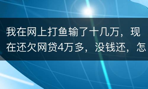 我在网上打鱼输了十几万，现在还欠网贷4万多，没钱还，怎么办