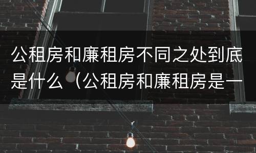 公租房和廉租房不同之处到底是什么（公租房和廉租房是一样吗）