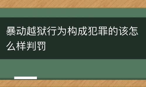 暴动越狱行为构成犯罪的该怎么样判罚