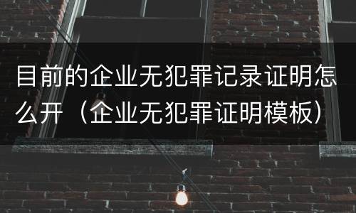 目前的企业无犯罪记录证明怎么开（企业无犯罪证明模板）