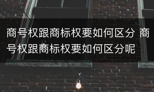 商号权跟商标权要如何区分 商号权跟商标权要如何区分呢