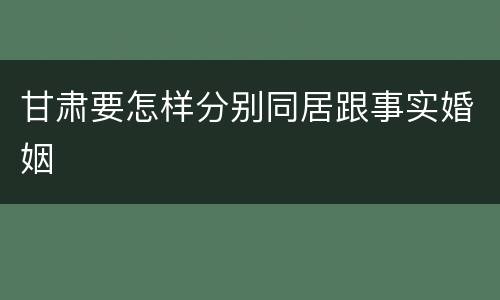甘肃要怎样分别同居跟事实婚姻