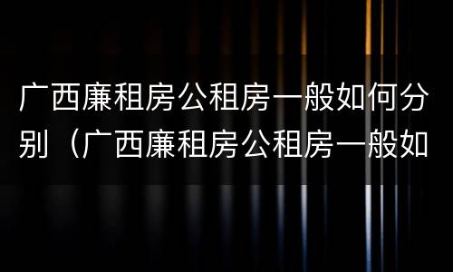 广西廉租房公租房一般如何分别（广西廉租房公租房一般如何分别申请的）