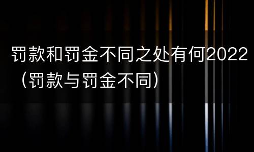罚款和罚金不同之处有何2022（罚款与罚金不同）