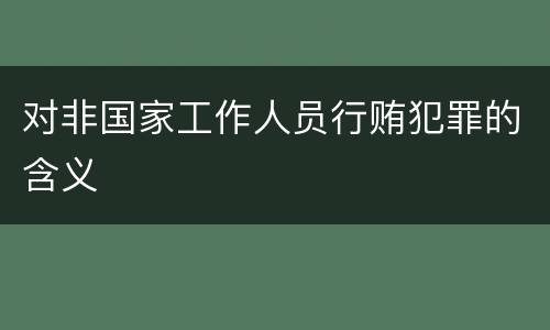 对非国家工作人员行贿犯罪的含义