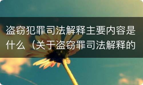 盗窃犯罪司法解释主要内容是什么（关于盗窃罪司法解释的理解与适用）
