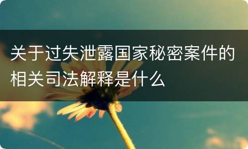 关于过失泄露国家秘密案件的相关司法解释是什么