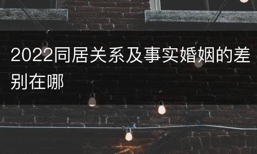 2022同居关系及事实婚姻的差别在哪