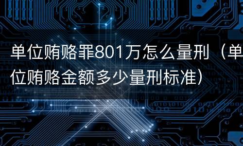 单位贿赂罪801万怎么量刑（单位贿赂金额多少量刑标准）