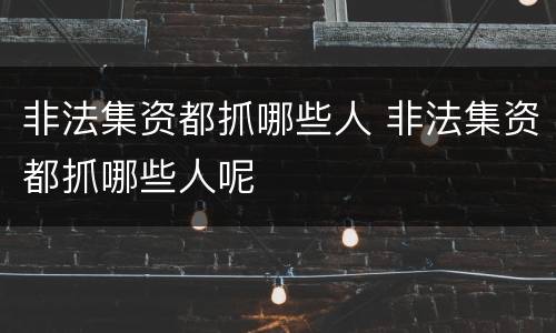 非法集资都抓哪些人 非法集资都抓哪些人呢