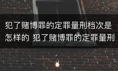 犯了赌博罪的定罪量刑档次是怎样的 犯了赌博罪的定罪量刑档次是怎样的