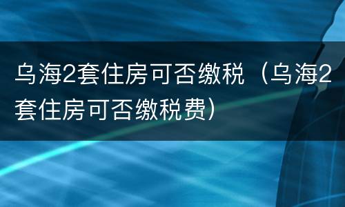 乌海2套住房可否缴税（乌海2套住房可否缴税费）