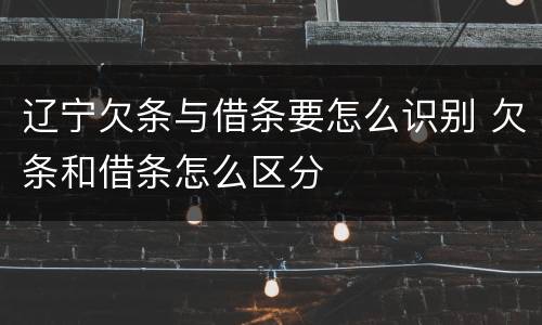 辽宁欠条与借条要怎么识别 欠条和借条怎么区分