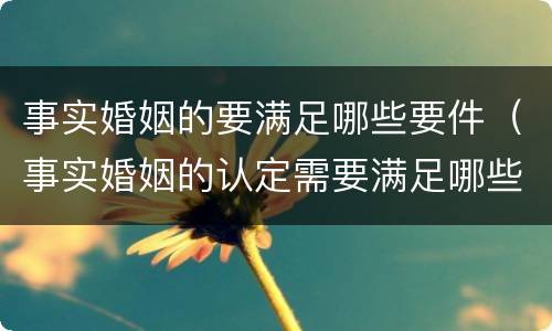 事实婚姻的要满足哪些要件（事实婚姻的认定需要满足哪些条件）