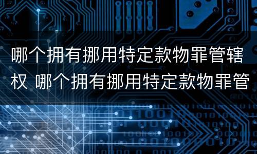 哪个拥有挪用特定款物罪管辖权 哪个拥有挪用特定款物罪管辖权的机关