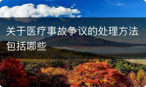 关于医疗事故争议的处理方法包括哪些