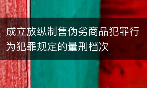 成立放纵制售伪劣商品犯罪行为犯罪规定的量刑档次