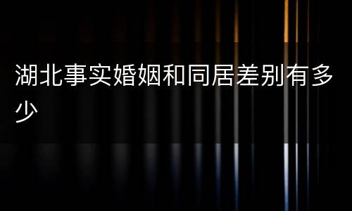 湖北事实婚姻和同居差别有多少
