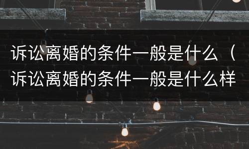 诉讼离婚的条件一般是什么（诉讼离婚的条件一般是什么样的）
