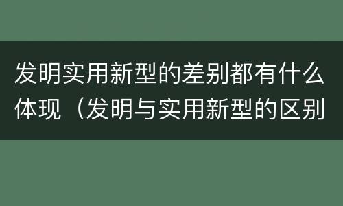 发明实用新型的差别都有什么体现（发明与实用新型的区别有）