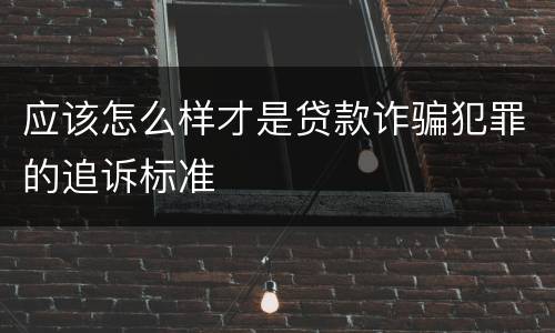 应该怎么样才是贷款诈骗犯罪的追诉标准