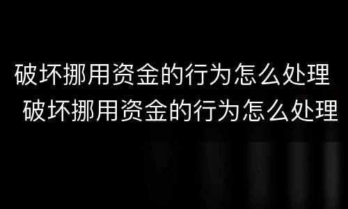 破坏挪用资金的行为怎么处理 破坏挪用资金的行为怎么处理好