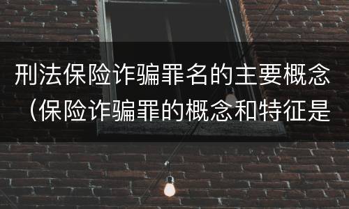 刑法保险诈骗罪名的主要概念（保险诈骗罪的概念和特征是什么）