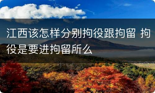 江西该怎样分别拘役跟拘留 拘役是要进拘留所么