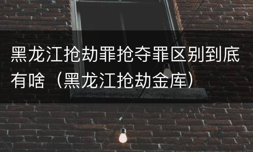 黑龙江抢劫罪抢夺罪区别到底有啥（黑龙江抢劫金库）