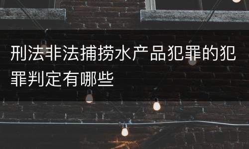 刑法非法捕捞水产品犯罪的犯罪判定有哪些