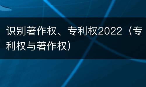 识别著作权、专利权2022（专利权与著作权）
