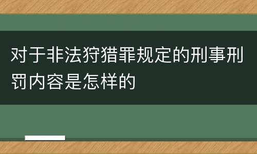 对于非法狩猎罪规定的刑事刑罚内容是怎样的