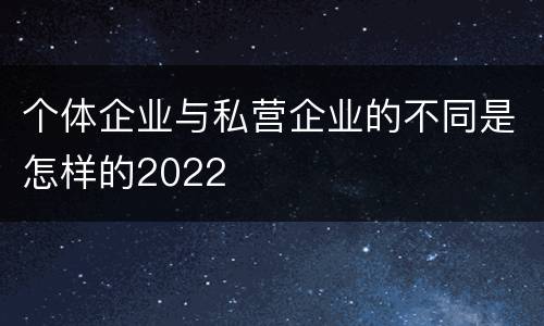 个体企业与私营企业的不同是怎样的2022