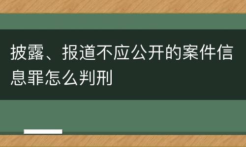 披露、报道不应公开的案件信息罪怎么判刑