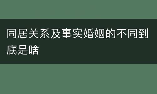 同居关系及事实婚姻的不同到底是啥