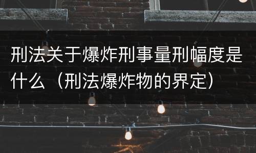 刑法关于爆炸刑事量刑幅度是什么（刑法爆炸物的界定）