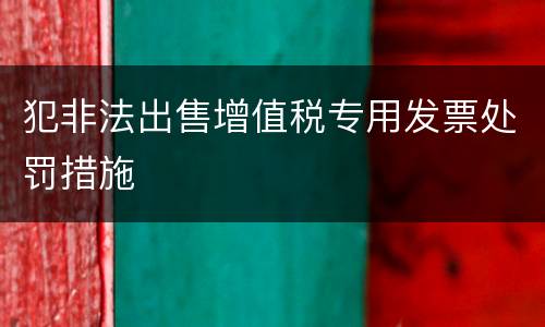 犯非法出售增值税专用发票处罚措施