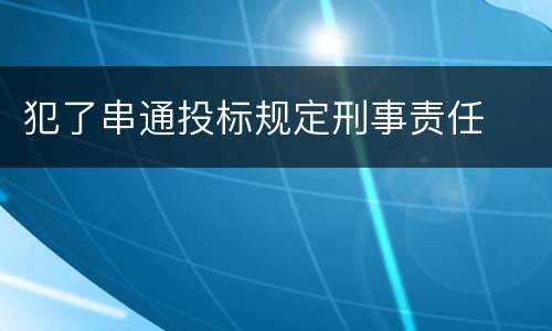 犯了串通投标规定刑事责任