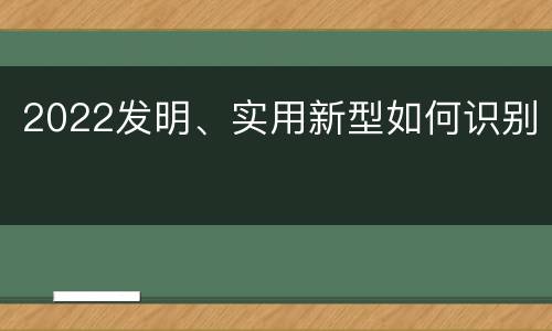 2022发明、实用新型如何识别
