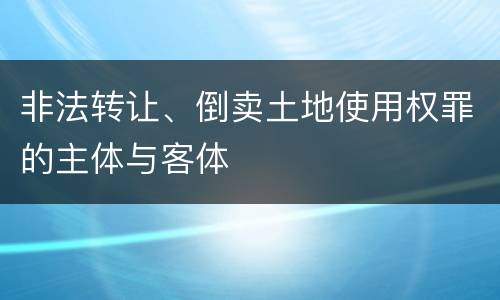 非法转让、倒卖土地使用权罪的主体与客体