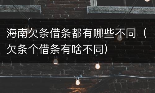 海南欠条借条都有哪些不同（欠条个借条有啥不同）