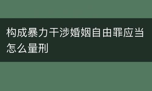 构成暴力干涉婚姻自由罪应当怎么量刑