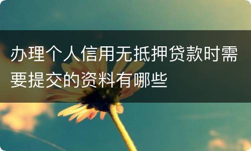 办理个人信用无抵押贷款时需要提交的资料有哪些