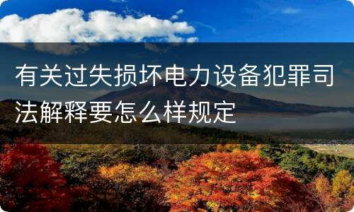 有关过失损坏电力设备犯罪司法解释要怎么样规定