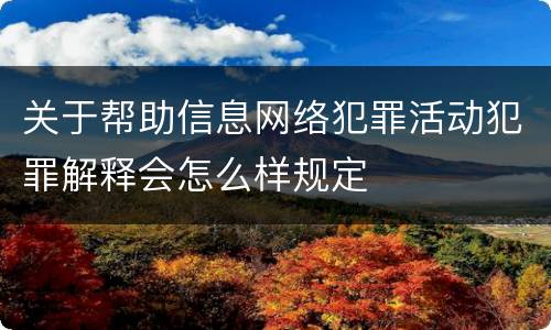 关于帮助信息网络犯罪活动犯罪解释会怎么样规定